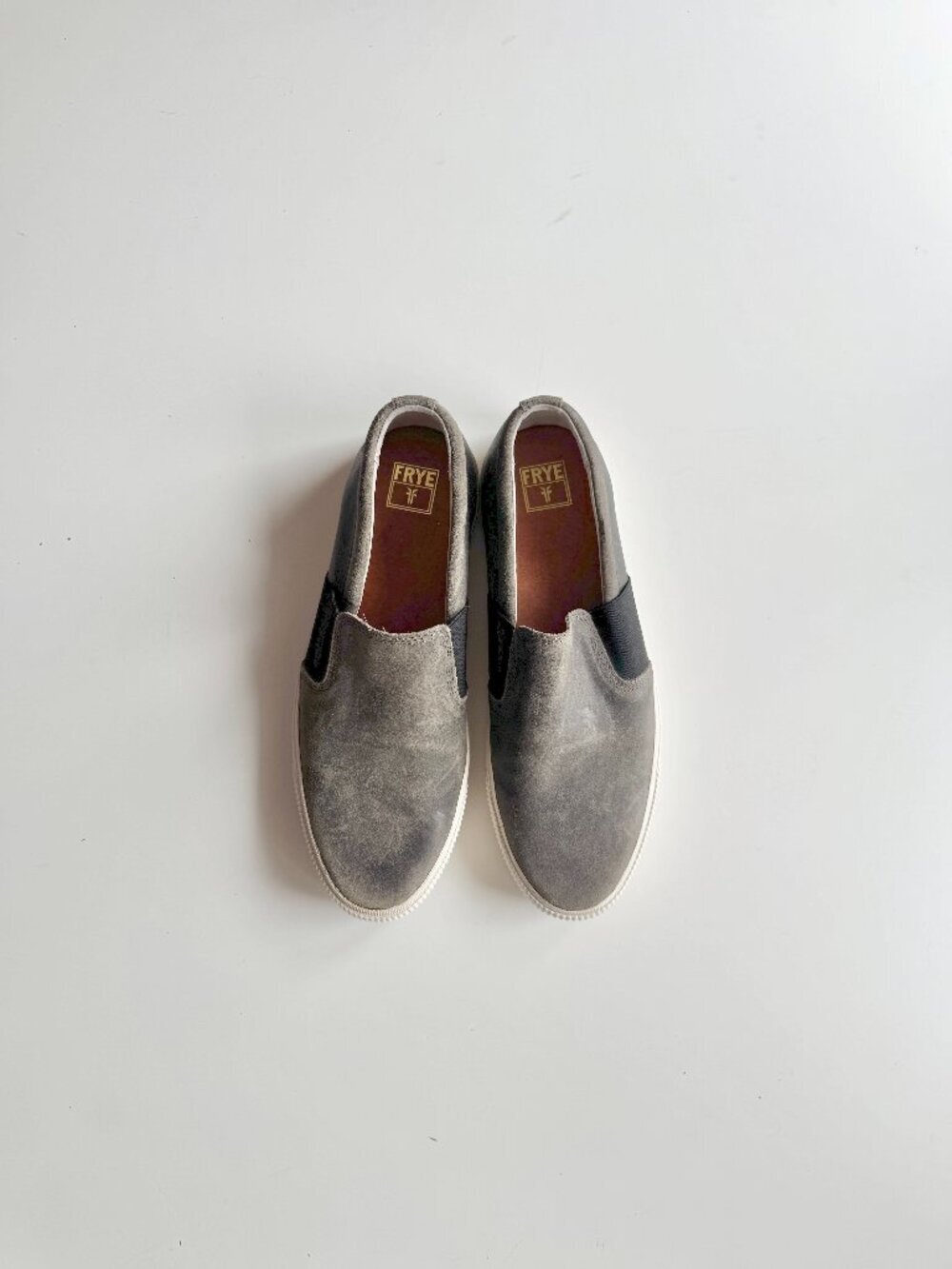 FRYE Miller Grey Nubuck Leather Slip On Sneakers, Size 12